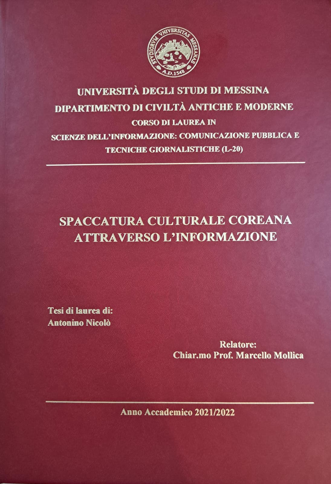 Copertina Tesi Triennale
